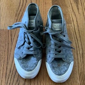 High Top Gray Felt Lace Up Sneakers